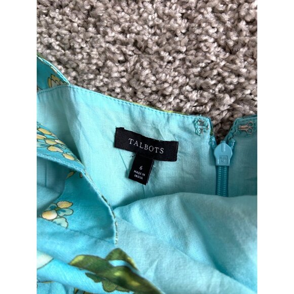 Talbots Linen Women's Sz 6 A-Line Midi Sundress Floral Blue - Picture 3 of 9